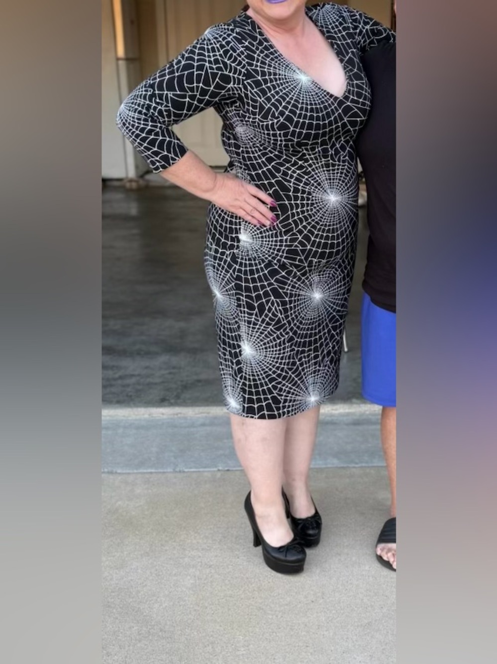 Vixen by Micheline Pitt Black Dress with White Spiderweb Print - Picture 3 of 3
